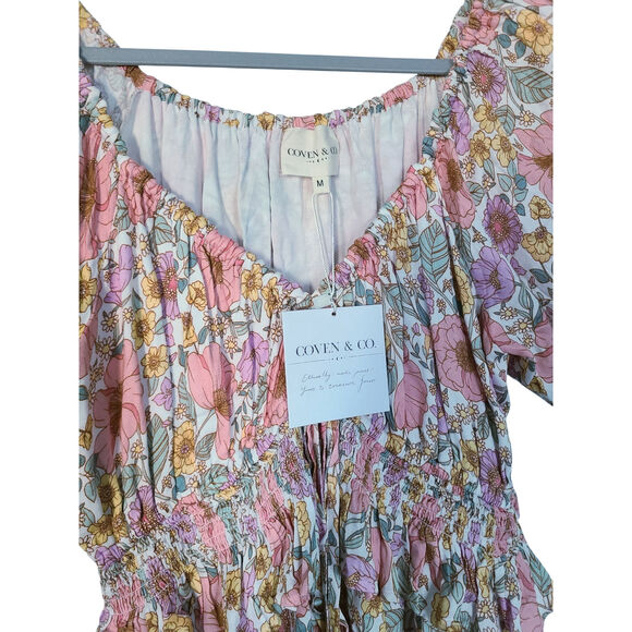 Coven & Co Multicolor Floral Midi Dress Size Medium NWT - Picture 2 of 7
